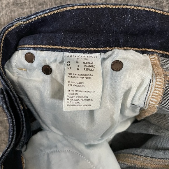 American Eagle Super Hi-Rise Flare Blue Denim Jeans Women's Size 10 Stretch EUC - Picture 5 of 13